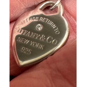 Tiffany & Co. Vintage 925 Sterling Silver RTT Small Heart Tag Pendant w/ Diamond